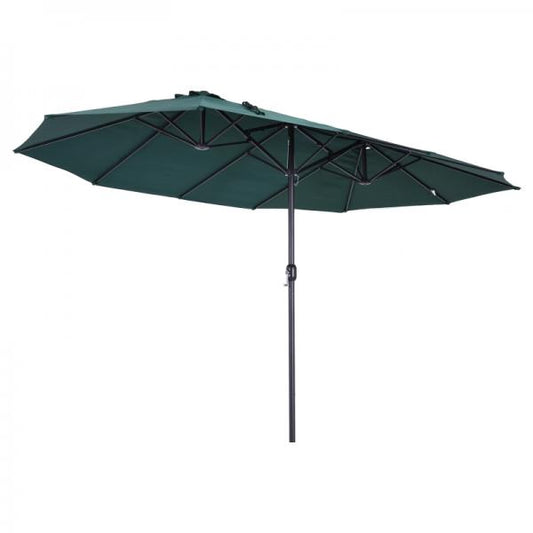 Parasol avec manivelle parasol de jardin parasol de marché double 460x270cm vert foncé