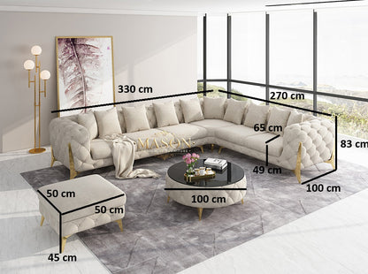 Luxus Sofa Wohnlandschaft L-Form Samt Beige