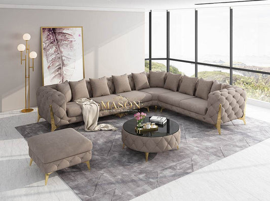 Luxus Sofa Wohnlandschaft L-Form Samt Taupe