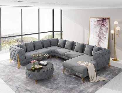 Luxus Sofa Wohnlandschaft U-Form Samt Grau