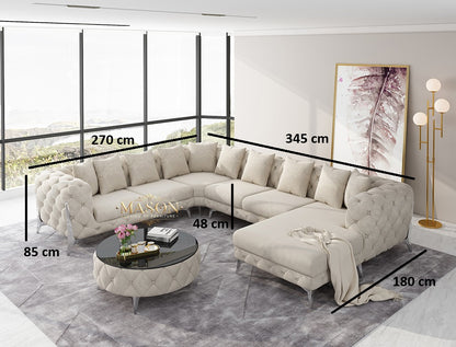 Luxus Sofa Wohnlandschaft U-Form Samt Beige