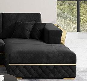 Luxus Sofa Loft Style U-Form Samt Schwarz