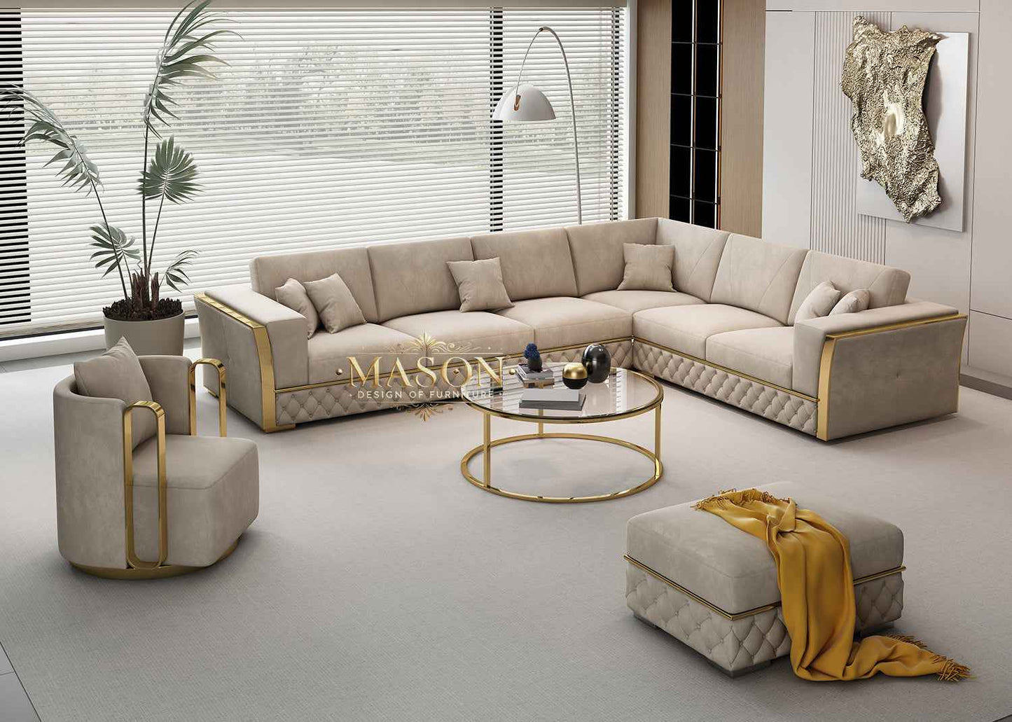 MASON Modul Ecksofa "Veluto Gold" aus Samt