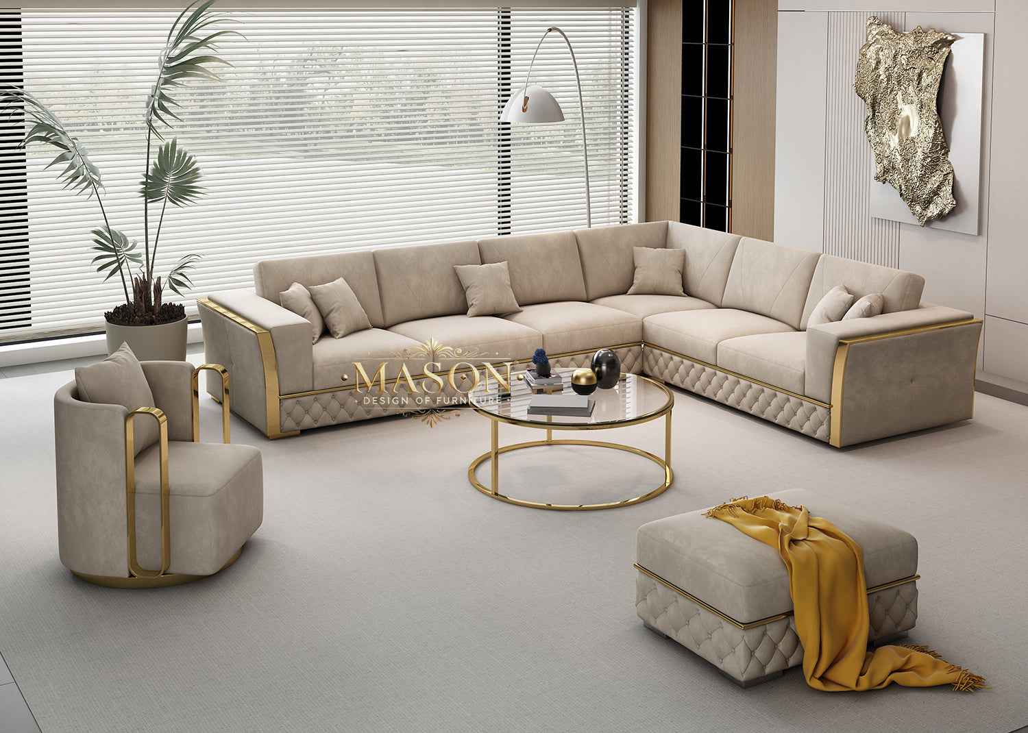 MASON Modul Ecksofa "Veluto Gold" aus Samt