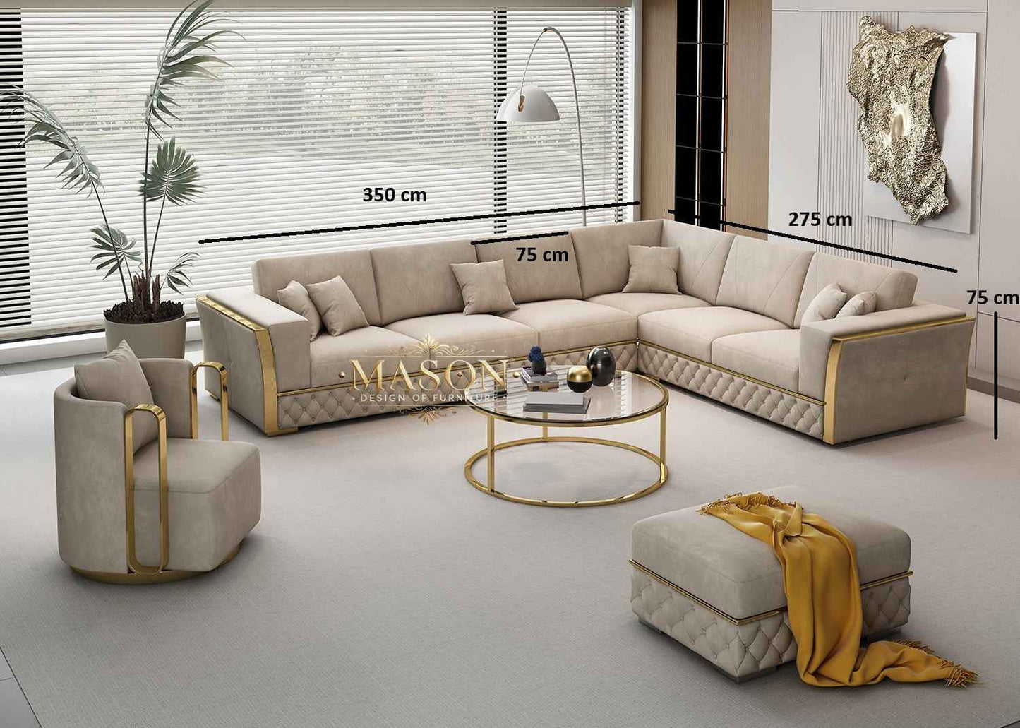 MASON Modul Ecksofa "Veluto Gold" aus Samt