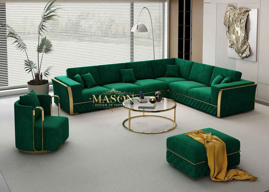 MASON Modulsofa "Veluto Emerald" aus Samt Grün