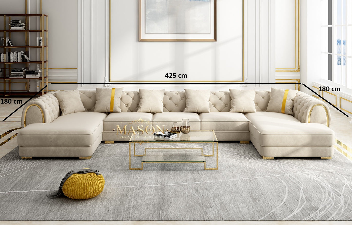 XXL Luxus Sofa Wohnlandschaft U-Form Samt Beige