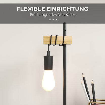 Tischlampe inkl. LED höhenverstellbar, schwarz+Holz