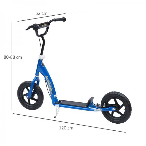 Kinderroller mit Hinterbremse Kickscooter 12 Zoll Tretroller Cityroller Kickboard Höhenverstellbar Stahl EVA Blau