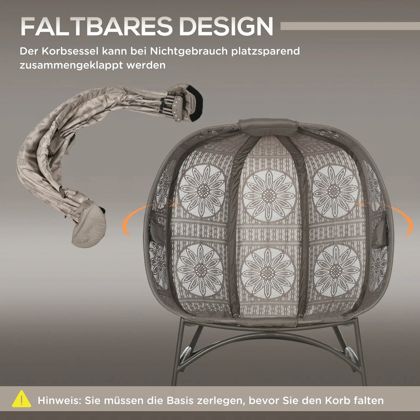 Gartenstuhl für 2 Personen, klappbar, großes Sitzkissen, Stahlrahmen, Farbe: Sand