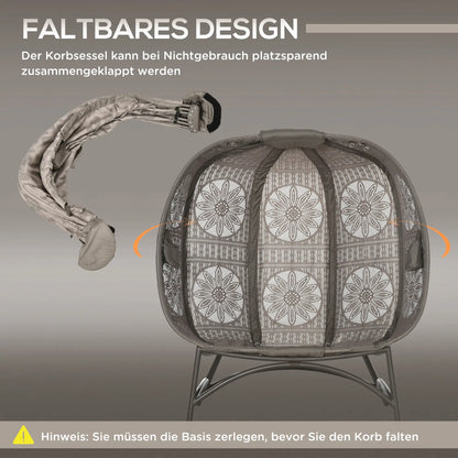 Gartenstuhl für 2 Personen, klappbar, großes Sitzkissen, Stahlrahmen, Farbe: Sand