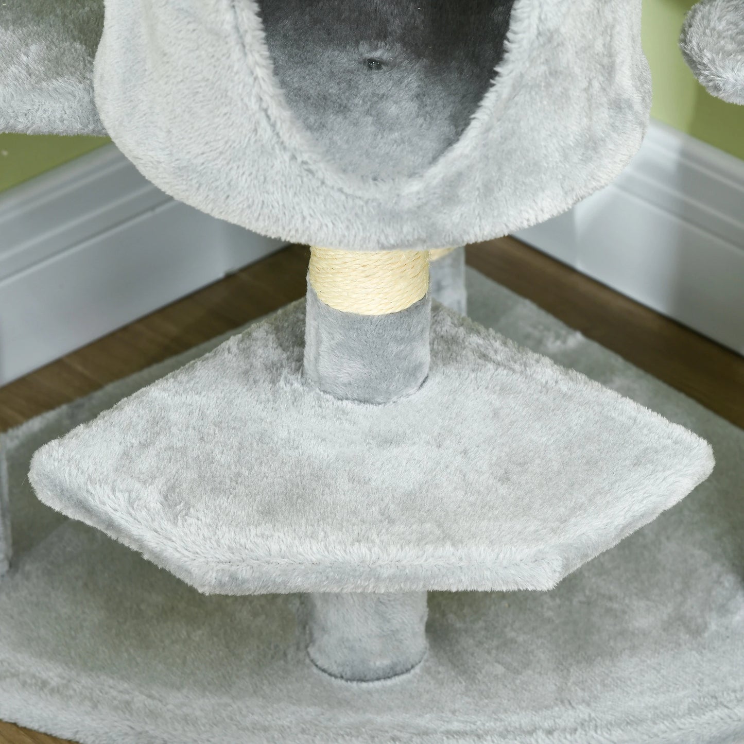 Pawhut Griffoir en Sisal et Hamac en Peluche Grotte 60 x 60 x 200 cm