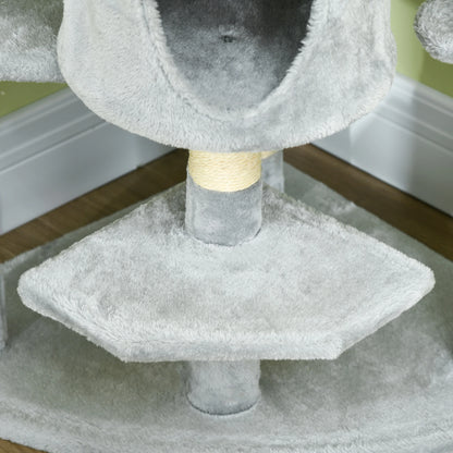 Pawhut Griffoir en Sisal et Hamac en Peluche Grotte 60 x 60 x 200 cm