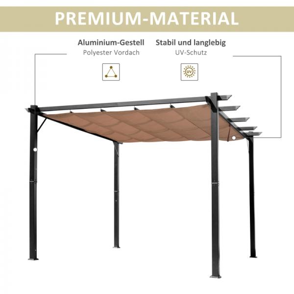 Pavillon Pergola mit einstellbarem Stoffdach 300 cm x 400 cm x 223 cm - Palo24