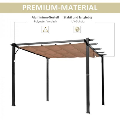Pavillon Pergola mit einstellbarem Stoffdach 300 cm x 400 cm x 223 cm - Palo24