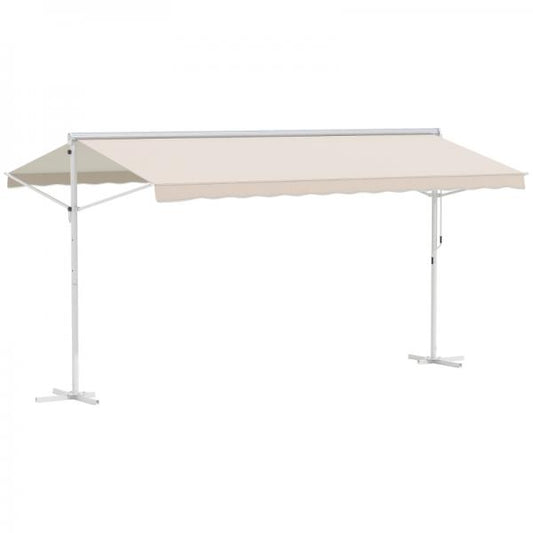 Tenda da sole autoportante da giardino con braccio pieghevole manovella terrazza beige 4,5x3,4m