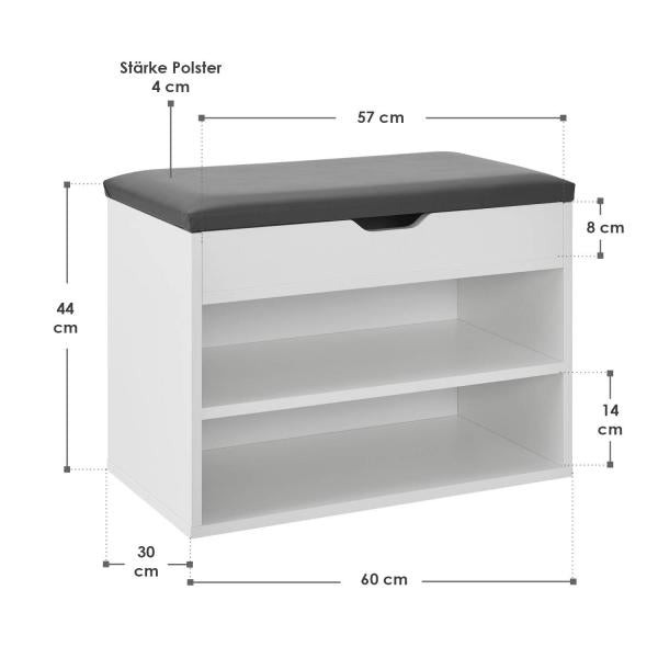 Scarpiera 60x30x44 cm Bianco / Grigio