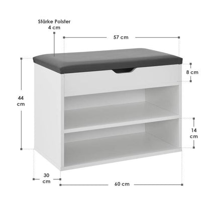 Scarpiera 60x30x44 cm Bianco / Grigio