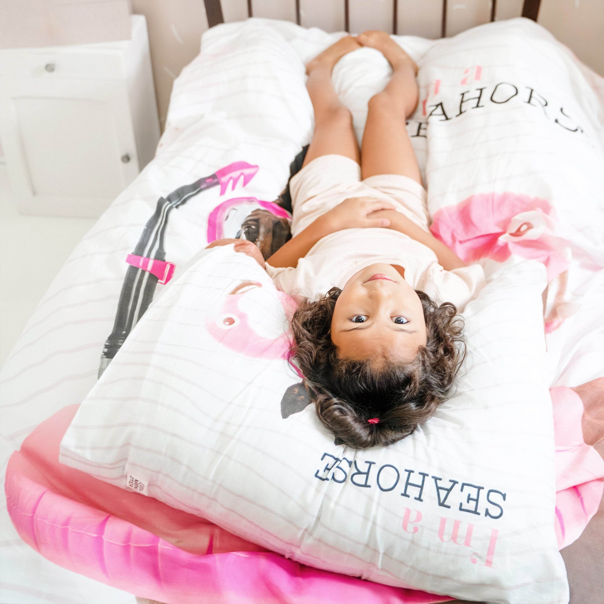 Bettbezug I'm a Seahorse Weiss 135 x 200 cm - Palo24