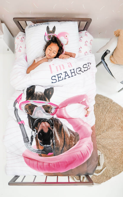 Bettbezug I'm a Seahorse Weiss 135 x 200 cm - Palo24