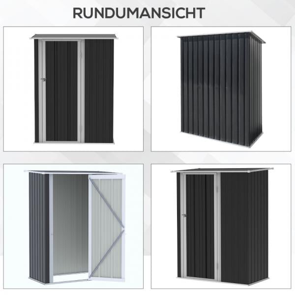 Gerätehaus Gartenhaus Geräteschuppen mit Tür Outdoor Stahl Dunkelgrau - Palo24