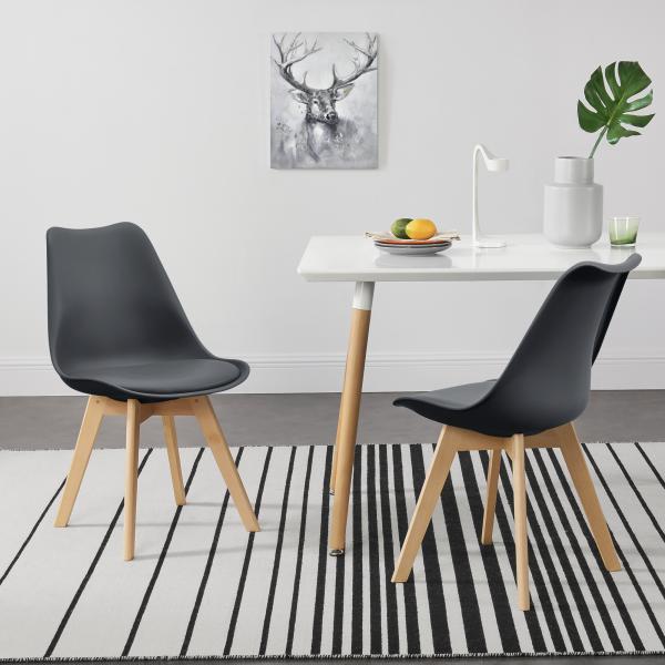 Lot de 4 chaises de salle à manger Fläten 81x49 cm gris