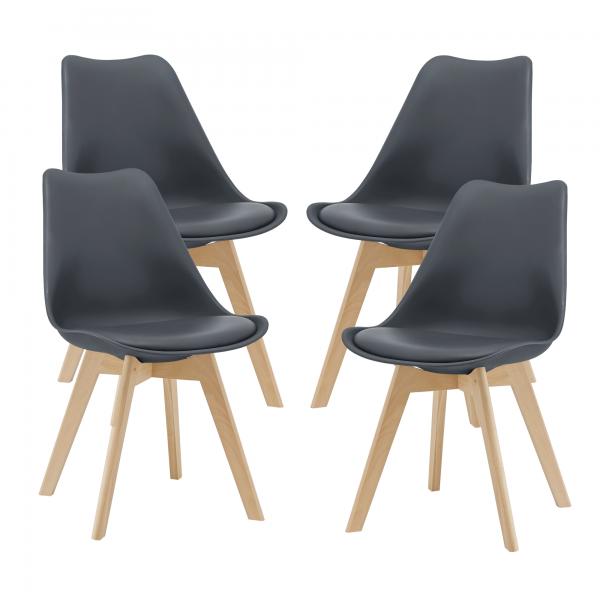 Lot de 4 chaises de salle à manger Fläten 81x49 cm gris