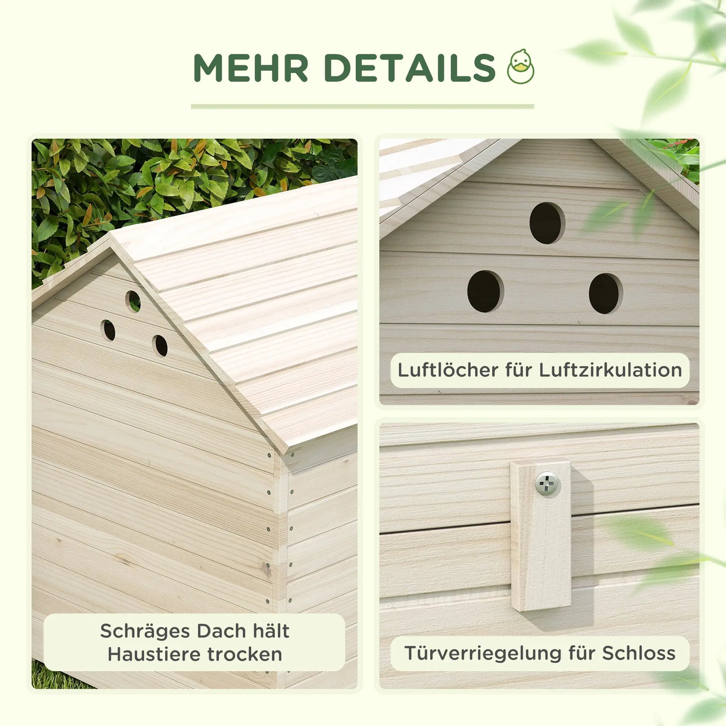 Poulailler à canards en bois massif 100 cm x 82,5 cm x 91 cm