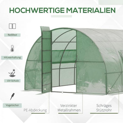 Foliengewächshaus 6 x 3 x 2 m Tunnel Gewächshaus Treibhaus Pflanzenhaus Folienzelt Grün