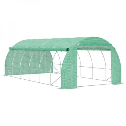 Foliengewächshaus Polytunnel 6 x 3 x 2 m begehbares Gewächshaus Folientunnel Treibhaus UV-Schutz Grün