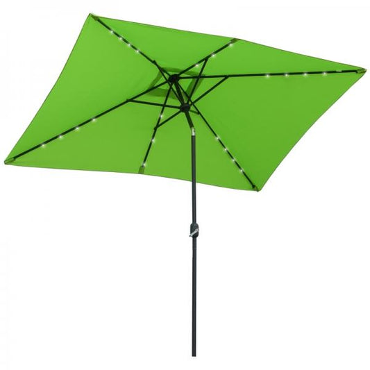 Parasol, Parasol, Inclinable, Alimentation Solaire, 22 LED, Vert, 2,95 x 1,90 x 2,55 m