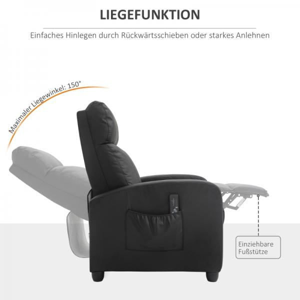 Fauteuil de massage fonction de massage fonction inclinable massage 2 points noir