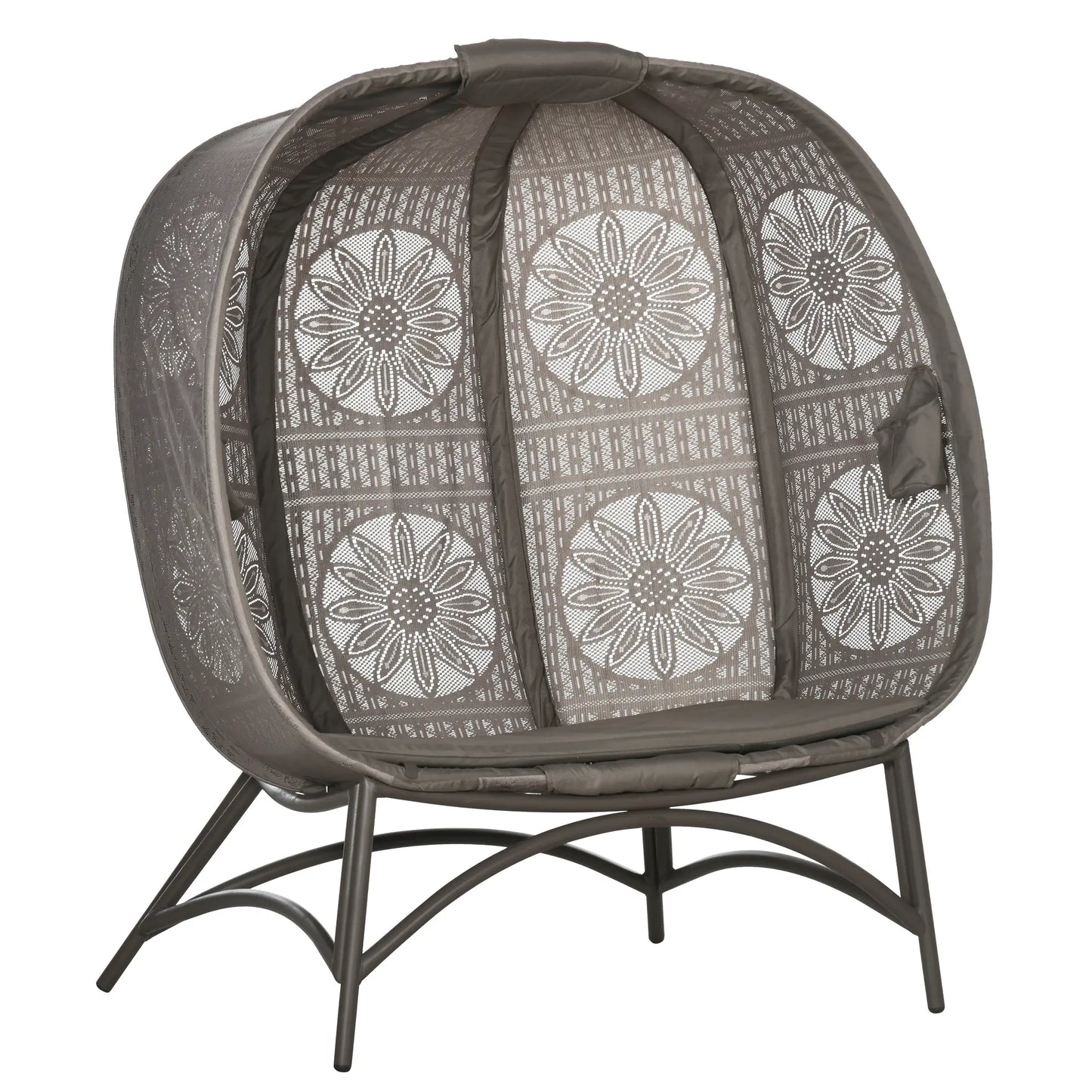 Gartenstuhl für 2 Personen, klappbar, großes Sitzkissen, Stahlrahmen, Farbe: Sand