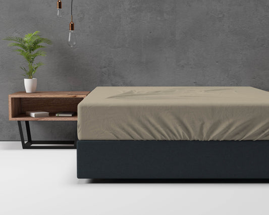 Flanel Basic Spannbettlaken Taupe 140 x 200 cm - Palo24