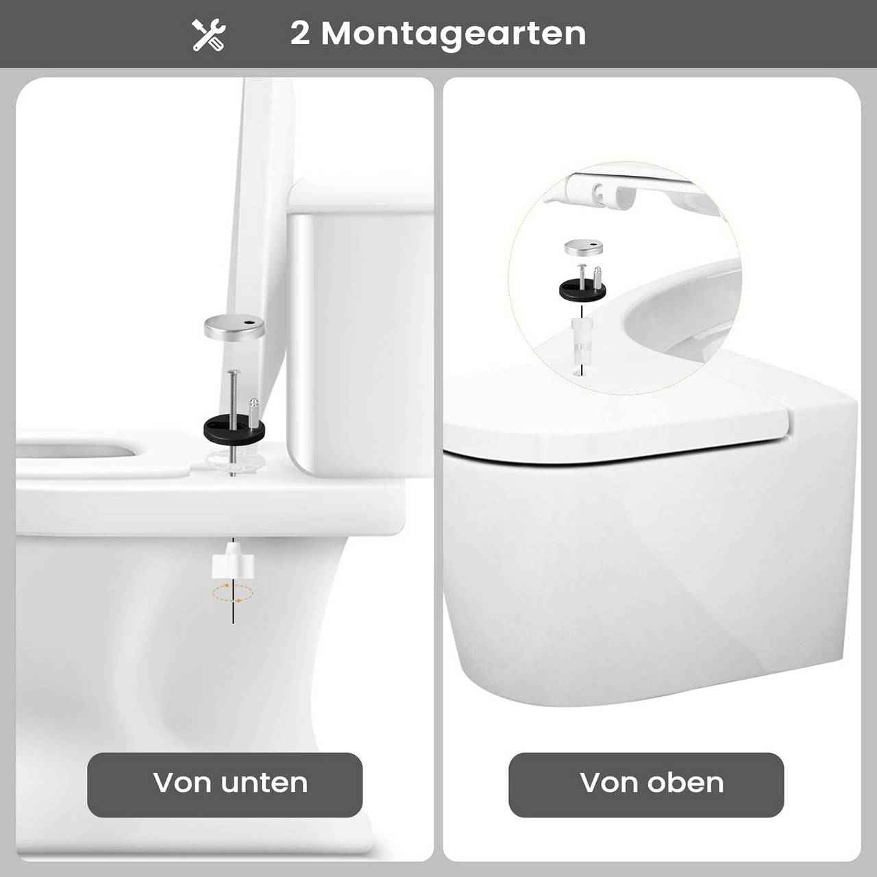 Toilettendeckel, WC Sitz mit Absenkautomatik, Klobrille, O-Form, Holzmuster