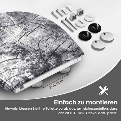 Toilettendeckel, WC Sitz mit Absenkautomatik, Klobrille, O-Form, Holzmuster
