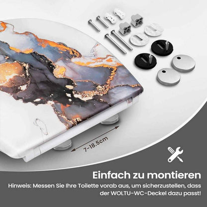 Toilettendeckel, WC Sitz mit Absenkautomatik, Klobrille, O-Form, Abstraktes Marmormuster