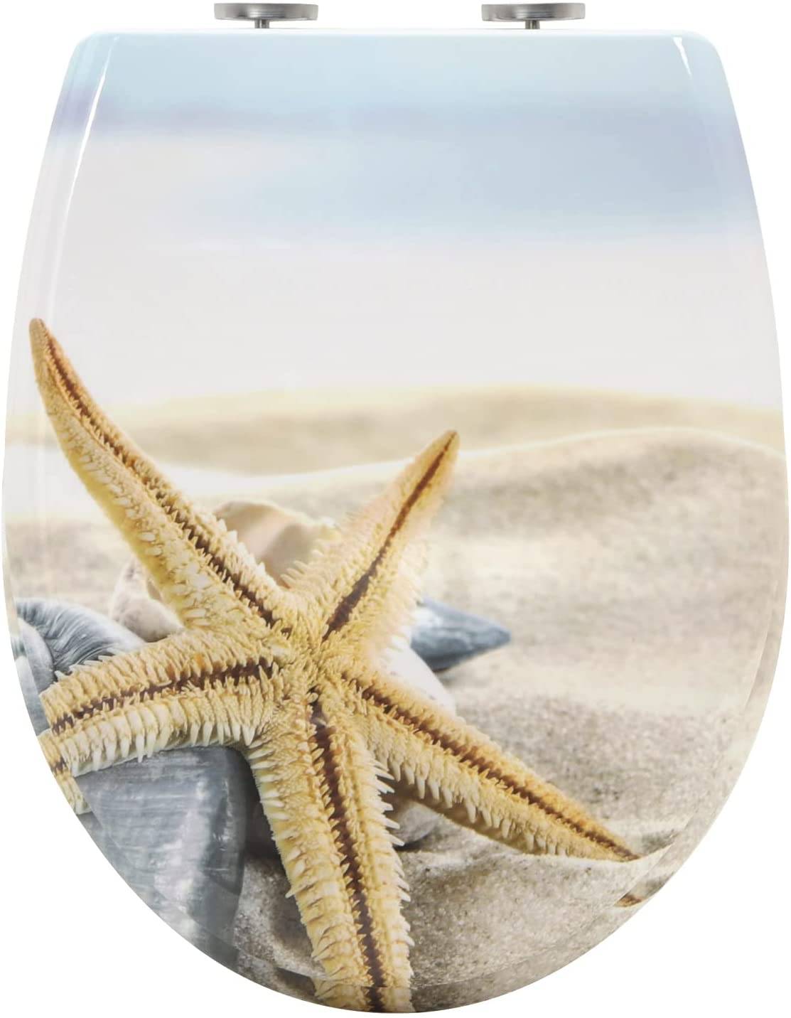 Toilettendeckel mit Absenkautomatik Premium WC Sitz Klobrille Gelber Seestern - Palo24