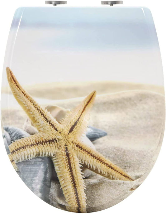 Toilettendeckel mit Absenkautomatik Premium WC Sitz Klobrille Gelber Seestern - Palo24