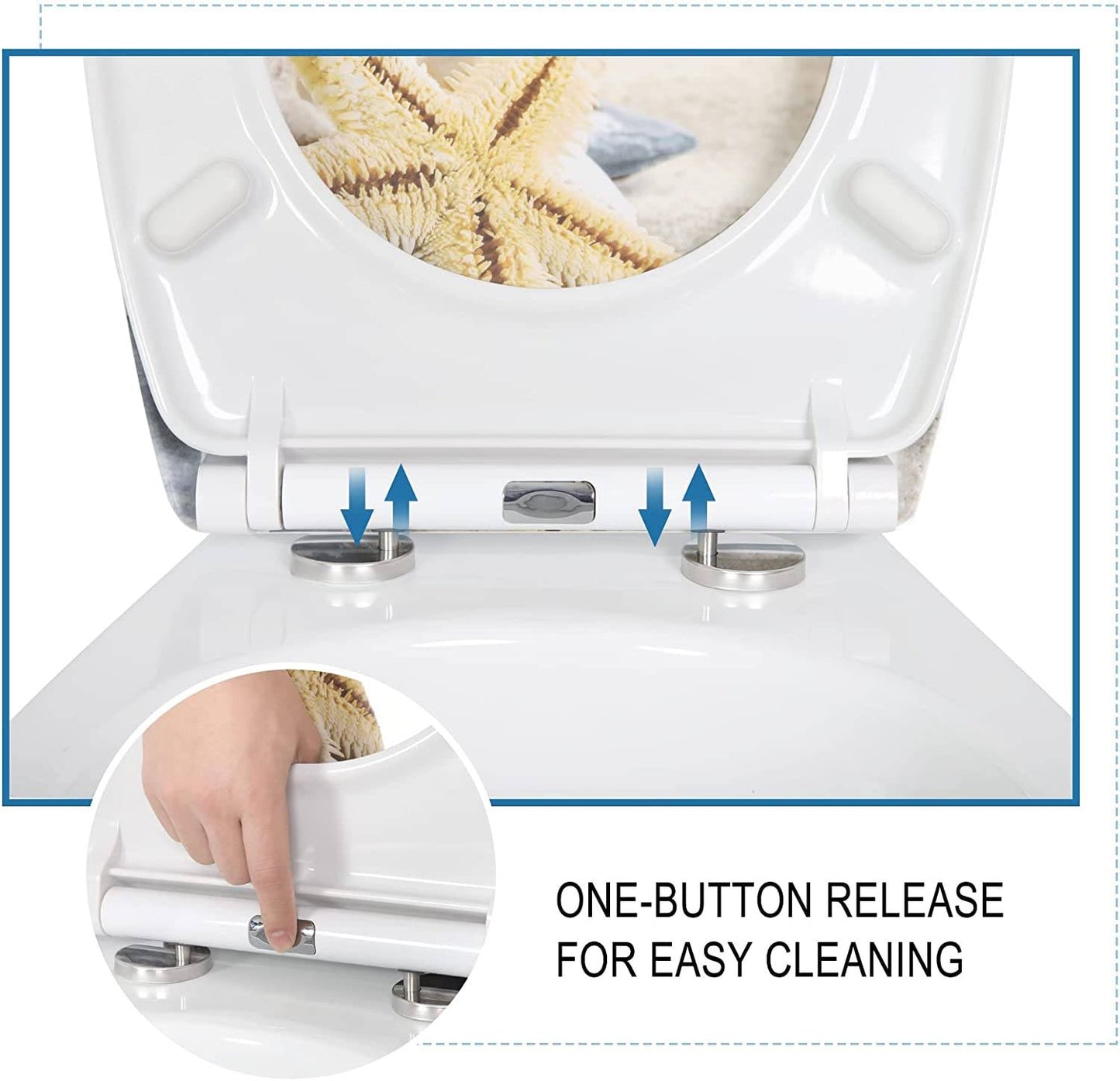 Toilettendeckel mit Absenkautomatik Premium WC Sitz Klobrille Gelber Seestern - Palo24