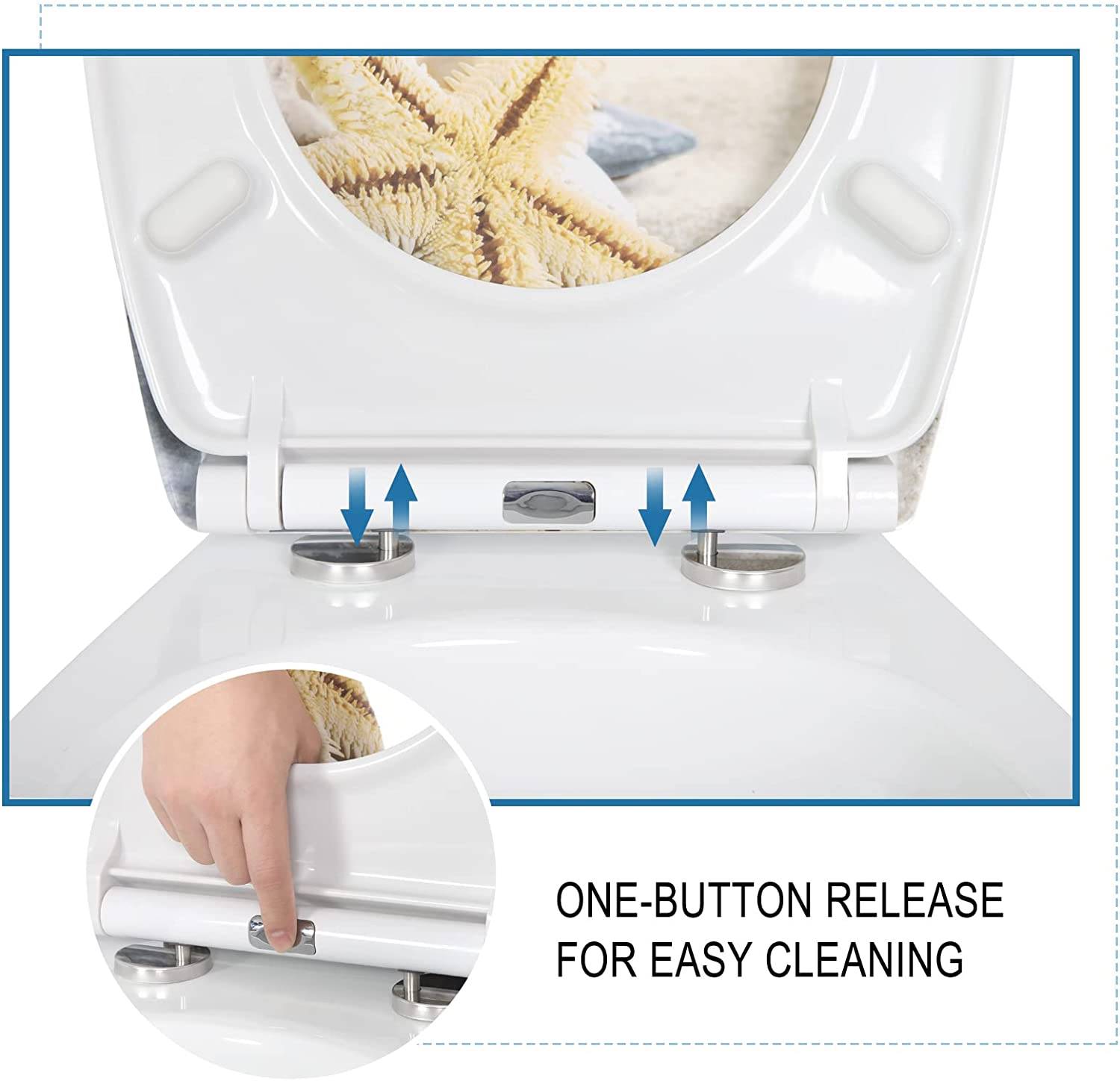 Toilettendeckel mit Absenkautomatik Premium WC Sitz Klobrille Gelber Seestern - Palo24