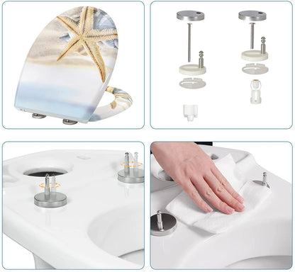 Toilettendeckel mit Absenkautomatik Premium WC Sitz Klobrille Gelber Seestern - Palo24