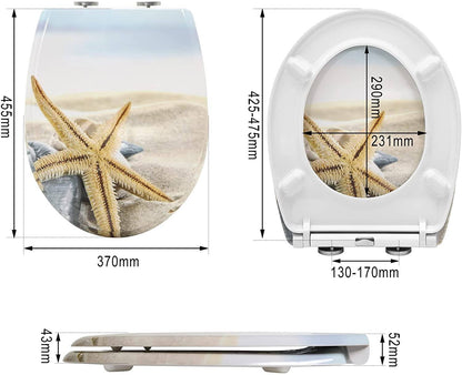 Toilettendeckel mit Absenkautomatik Premium WC Sitz Klobrille Gelber Seestern - Palo24