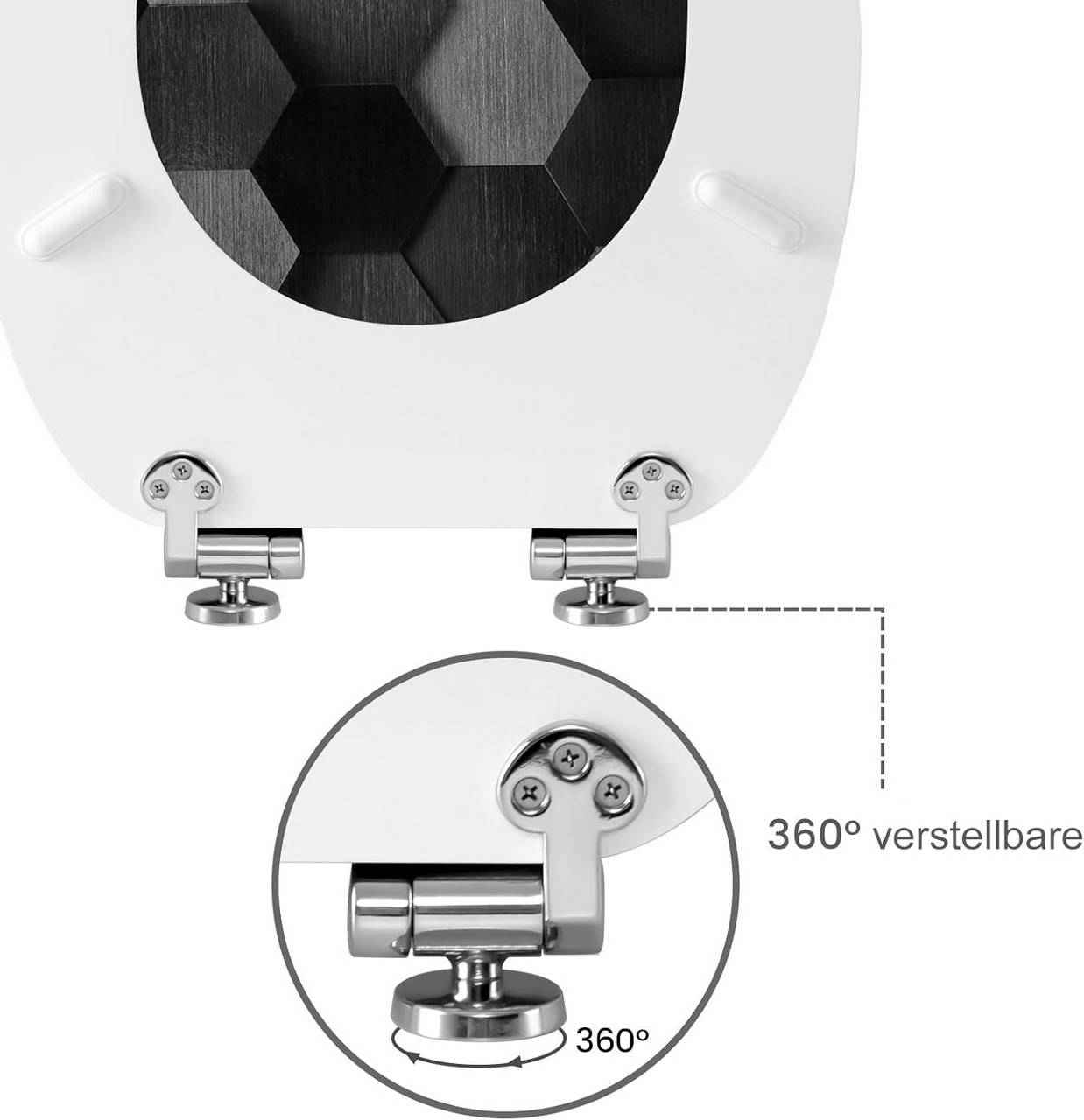 Toilettendeckel mit Absenkautomatik, WC Sitz O Form, aus MDF, Technologie-Wabe Grau