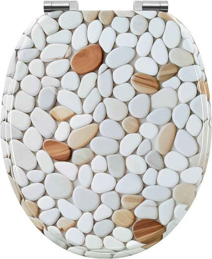 Toilettendeckel mit Absenkautomatik, WC Sitz Quick-Release, O Form, MDF