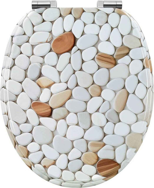 Toilettendeckel mit Absenkautomatik, WC Sitz Quick-Release, O Form, MDF