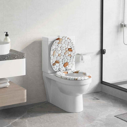 Toilettendeckel mit Absenkautomatik, WC Sitz Quick-Release, O Form, MDF