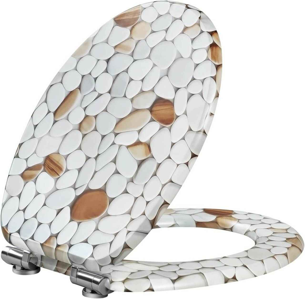 Toilettendeckel mit Absenkautomatik, WC Sitz Quick-Release, O Form, MDF