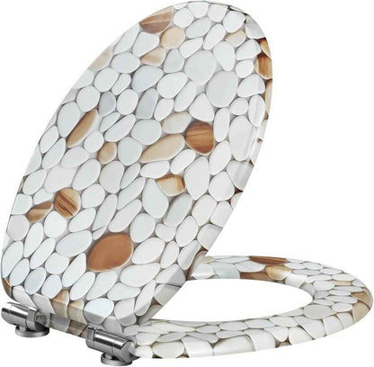 Toilettendeckel mit Absenkautomatik, WC Sitz Quick-Release, O Form, MDF