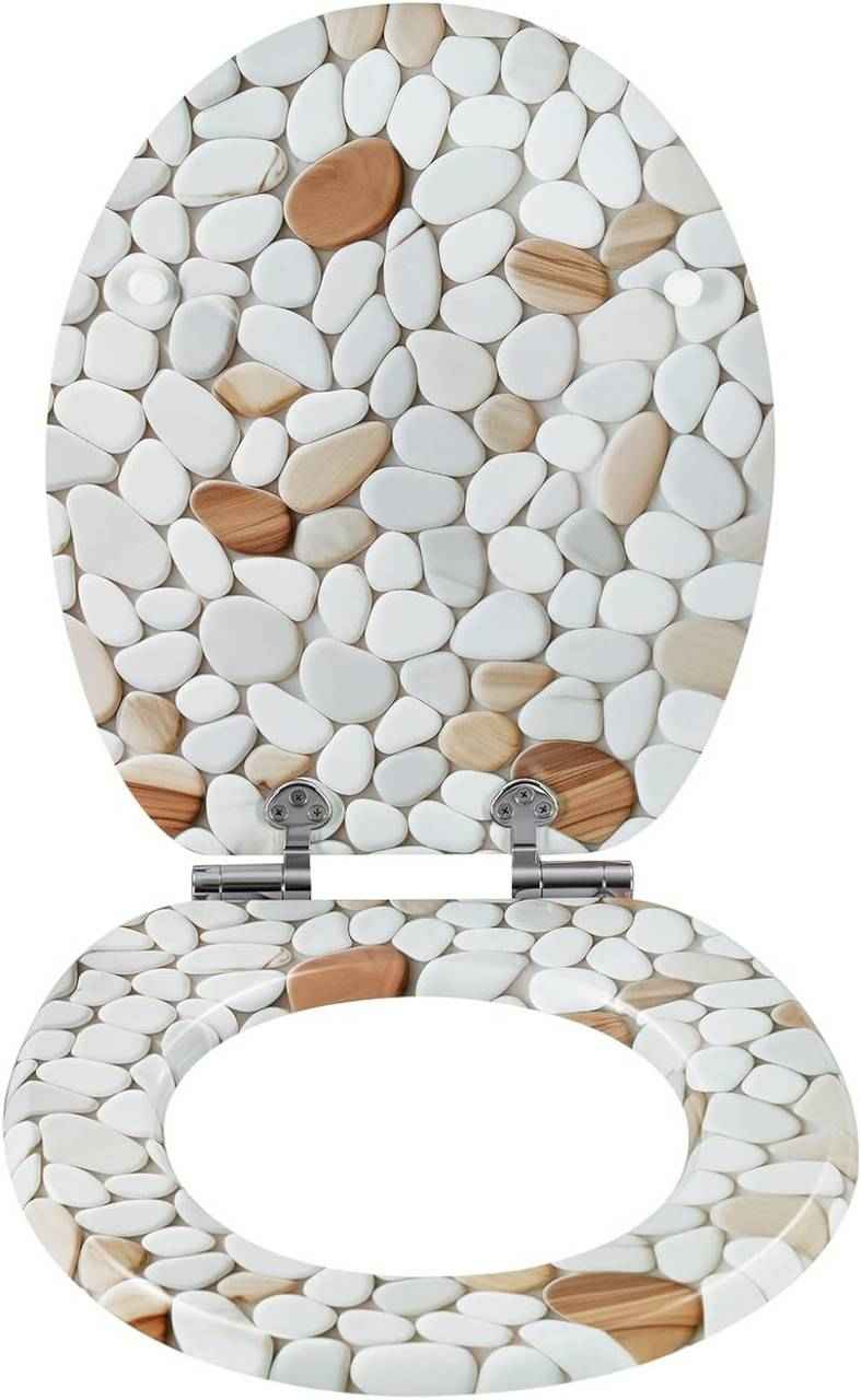 Toilettendeckel mit Absenkautomatik, WC Sitz Quick-Release, O Form, MDF